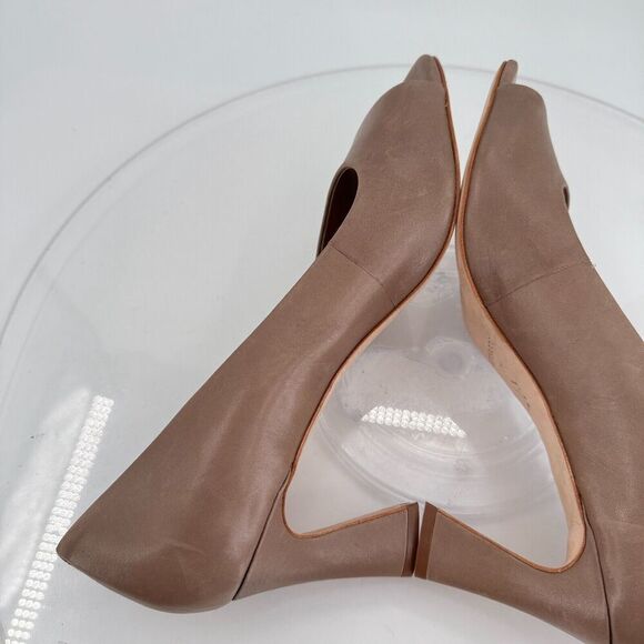 Bernardo Nieve D'Orsay Pump Brown Leather Slip on Career Size 10 Open Toe - Picture 9 of 15